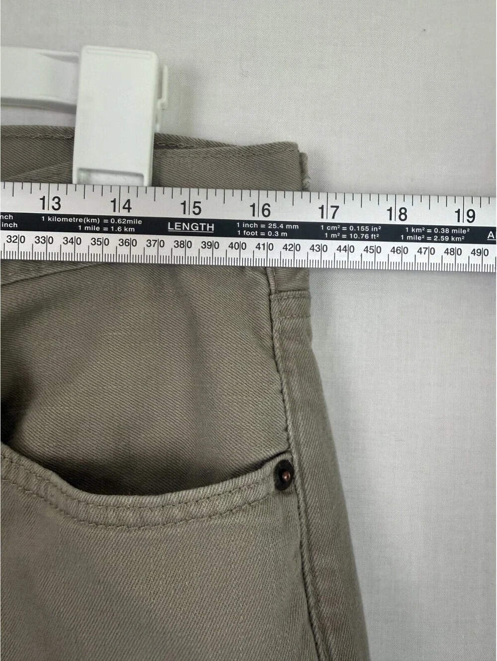 Levis 505 Mens 33 x 30 Jeans Regular Fit Straight Leg Tan White Tab